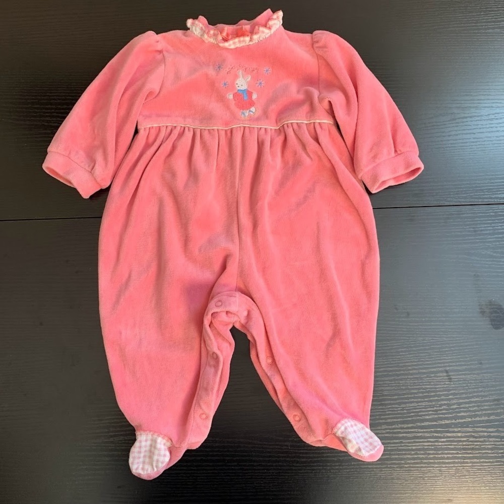Vintage OshKosh Baby B'gosh Pink Embroidered One Piece Romper 3-6 Months